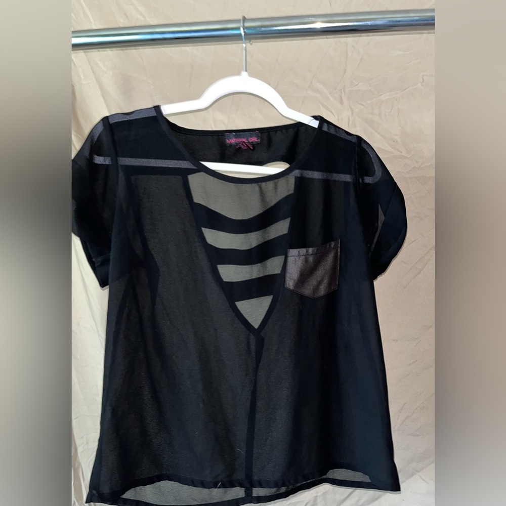 Material Girls Sheer Black Short Sleeve